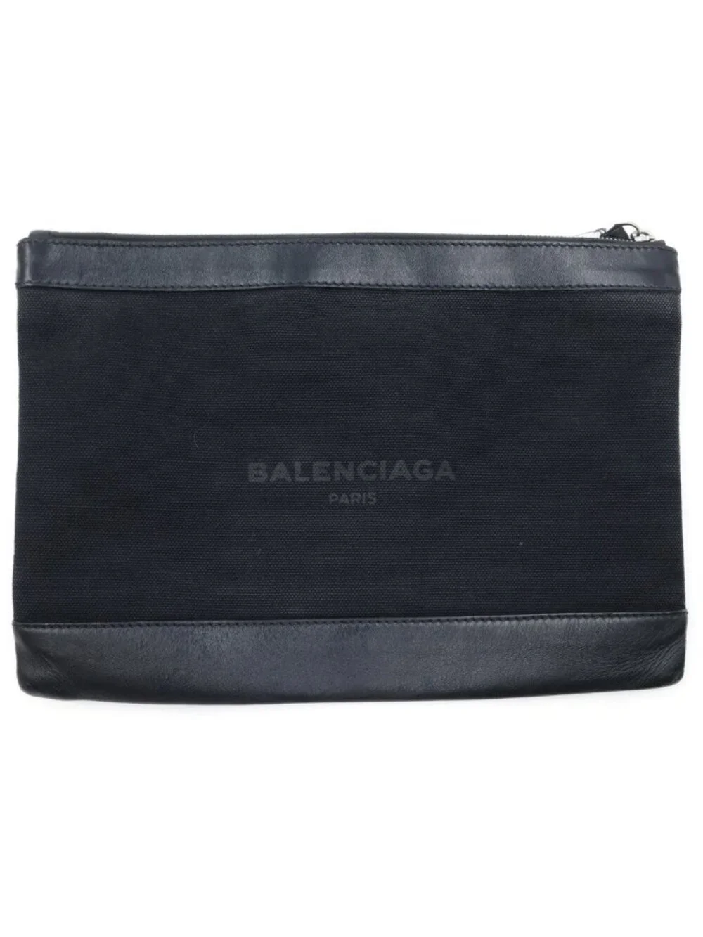 Balenciaga Logo Leather Trim Clutch Black